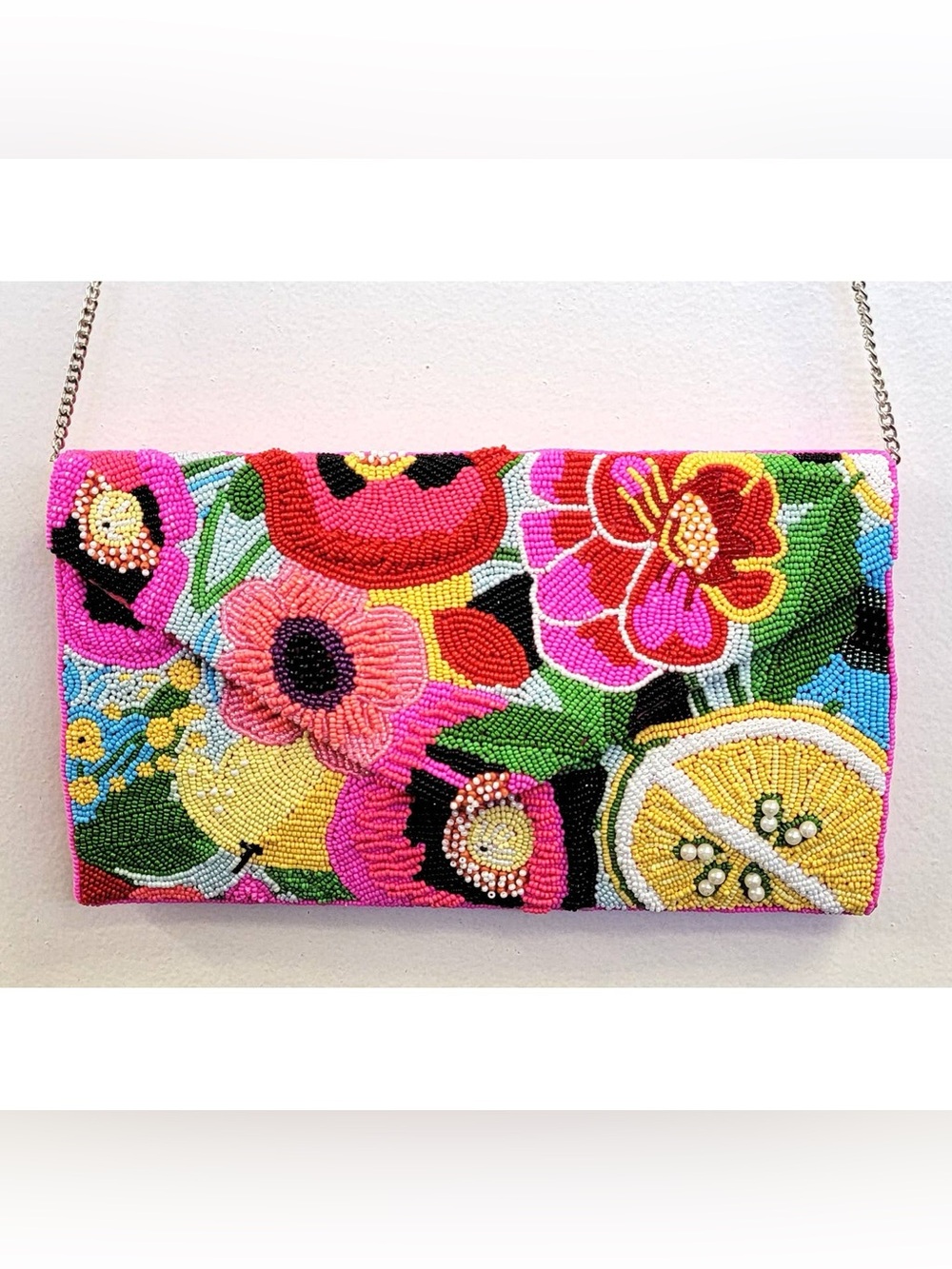 Aloha Floral Intricate Hand Crafted High Quality Beaded Crossbody Clutch
